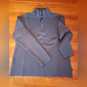 Banana Republic Men's Zip Polo Neck Pullover, Size M, grey.